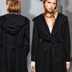 ZARA Faux Suede Hooded Jacket Coat BNWT